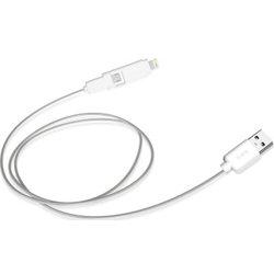 Cable SBS 2 en 1 (USB - MicroUSB + Lightning - 1 m - Blanco)