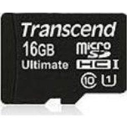 Tarjeta de Memoria TRANSCEND 16GB MicroSDHC Class 10 UHS-I (Ultimate)