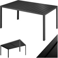 Tectake mesa de aluminio para jardín bianca con patas ajustables en altura 150x90x74,5cm - negro/negro