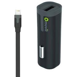 Muvit muvit pack cargador coche USB 1A negro + Cable USB