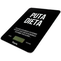 Báscula de cocina digital “p*ta dieta” Balanza electrónica original de 5kg/11lbs Báscula para alimentos multifunción Cristal y ABS 15 x 22 FISURA...