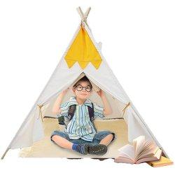 Tienda Tipi con Alfombra, Tipi Infantil, campaña Tipi para niños, Tienda de Juegos Plegable para niños y niñas, casa de Juegos para niños en Interiores y Exteriores Terraza, Parque, Campo (Estilo Pastor), Regalo para Navidad y para Reyes