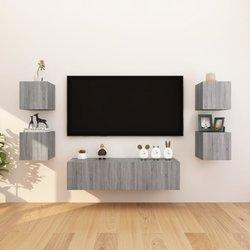 Mueble de TV de pared 8 piezas Sonoma gris 30,5x30x30 cm