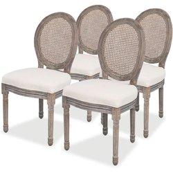 Conjunto 4 Silla de comedor VIDAXL Crema Tela