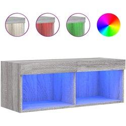 Mueble para TV con luces LED gris Sonoma 80x30x30 cm