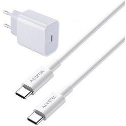 Cargador Base Type-C Fastcharge para iPhone 15 Plus ACCETEL Blanco