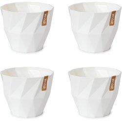 Set de 4 Macetas Redondas Decorativas 13 cm con Textura. Blanco Roto ARECA