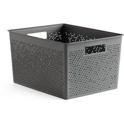 TATAY Bohol - Caja Organizadora Rectangular 20L Plástico Reciclado. Gris Antracita