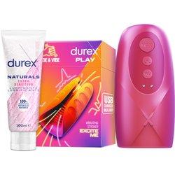 Durex - Masturbador de Pene, Vibrante y Suave, RIDE & VIBE + Lubricante Naturals Extra Sensitivo 100ml, Texturizado, Estriado, Juguete Sexual, Resistente al Agua