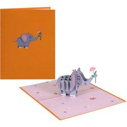 Tarjeta pop-up saludos felicitación elefante 3D