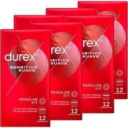 Durex - Condones Sensitivo Suave, Pack de 72 Preservativos para Sexo Seguro. Perímetro Regular, Grosor Fino. 6 Cajitas