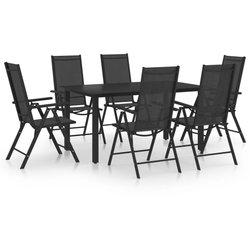 Muebles de comedor de jardín 7 piezas en aluminio negro