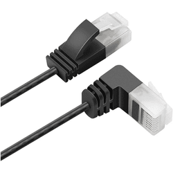 CABLEPELADO Cable de Red, Cable LAN, Cable de Datos, Cable Gigabit, Cable RJ45, Cable Trenzado, 1x 90º, Categoría 5E, Compatible PC, PS4, PS5, Xbox, Smart TV, Server, 0.5 Metros, Negro