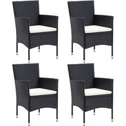 Sillas de comedor de jardín 4 piezas en Polyrattan Black