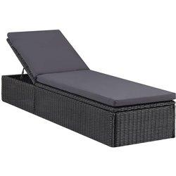 Cama solar en Polyrattan negro y gris oscuro