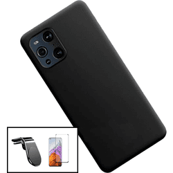 Kit Carcasa y Soporte Magnético para Auto Oppo Find X3 PHONECARE Silicone Negro