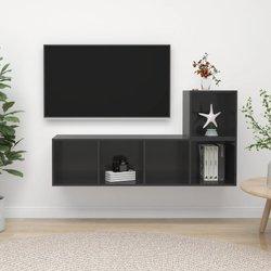 2 PC brillante gris aglomerado TV gabinete conjunto