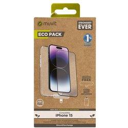 Carcasa + Protector de Pantalla para iPhone 15 MUVIT FOR CHANG Transparente