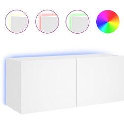 Mueble de TV de pared con luces LED blanco 100x35x41cm