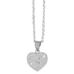 Collar Corazón en Plata de Ley 925 Heli con Circonias y Bañado en Rodio