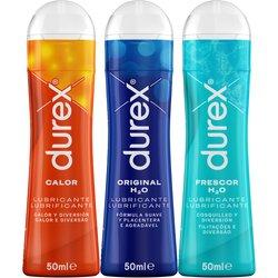 Durex - Lote Set 3x Lubricantes Frescor, Calor y Original H2O 50ml, Cosquilleo y Diversión, Sexo Seguro