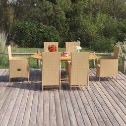 Conjunto 7 de comedor de jardín VIDAXL ratán sintético beige