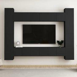 Muebles de puerta de TV Set 10 piezas de madera negra multicapa