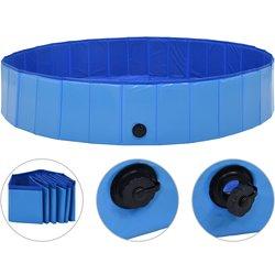 vidaXL Piscina Para Perros Plegable Pvc Azul 160x30 Cm