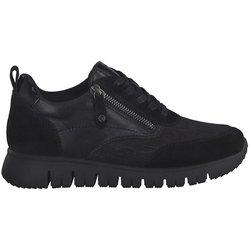 Cómoda  Deportiva mujer 83705 de TAMARIS CONFORT combinada en piel lisa, serraje y licra elástica negros. Plantilla anatómica extraible. Ajuste con cremallera y cordones Altura Tacón bajo (1-3 cm) Referencia