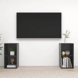 Mueble TV 2 piezas de madera multicapa gris pulido 72x35x36,5 cm