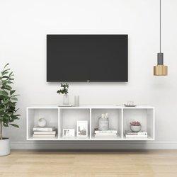 Mueble para TV de pared blanca 37x37x142,5 cm de madera multicapa