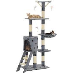 Árbol para gatos y arañazos Sisal 138cm Patas estampadas Gris