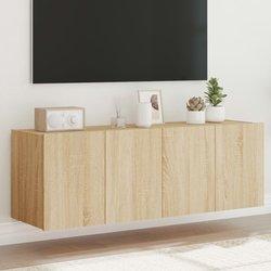 Muebles de TV de pared con luces LED 2 piezas Sonoma Oak 60x35x41 cm