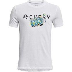 Camiseta de running under armour curry trolly infantil white