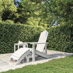 Silla de jardín Adirondack con reposapiés blanco HDPE