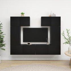 vidaXL Juego de mueble para TV de 6 piezas aglomerado negro