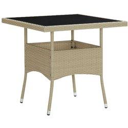 Mesa de jardín VIDAXL Beige Poli Ratán (80x80x75 cm)