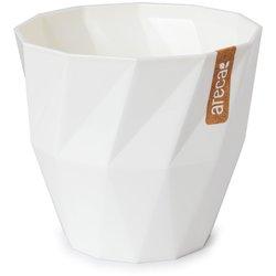 ARECA Quartz - Maceta Redonda Decorativa 19 cm con Textura Blanco Roto