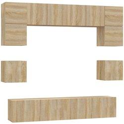 Juego de muebles para puerta de TV 8 piezas Sonoma Wood Oak Multilayer