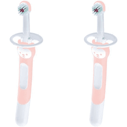 MAM Pack de 2 Cepillos de Dientes Training Brush, Bebe 5+ Meses, 2 Unidades, Rosa