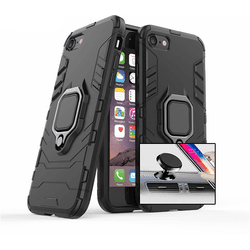 Kit Funda y Soporte Magnetico Auto iPhone 7, 8 Military Defender Negro