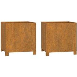 Cajas de flores con patas 2 piezas Rust 42x40x43 cm Acero Corten