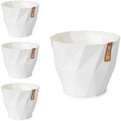 Set de 4 Macetas Redondas Decorativas 19 cm con Textura. Blanco Roto ARECA