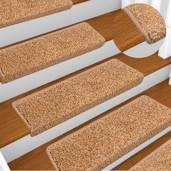 Esteras de escaleras 10 piezas 65x21x4 cm Beige