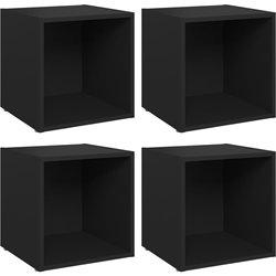 Mueble TV 4 piezas negro 37x35x37 cm madera multicapa