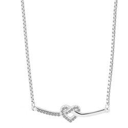 Collar Corazón en Plata de Ley 925 Juglans Bañado en Rodio 42 Cm