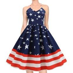 de julio Vestido sin mangas de la bandera americana Vestido patriótico Vestido retro de verano Mini para mujeres Niña Indep