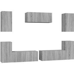 Muebles de puerta de TV Set 7 piezas gris Sonoma madera multicapa