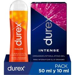 Durex - Pack Lubricante Efecto Calor, 50 ml + Gel Intense Orgasmic, 10 ml, Calor y Diversión, Orgasmos más Intensos, Estimulante, Para Sexo