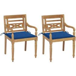 Conjunto 2 Silla de jardín VIDAXL Azul Teca (55x51.5x84 cm)